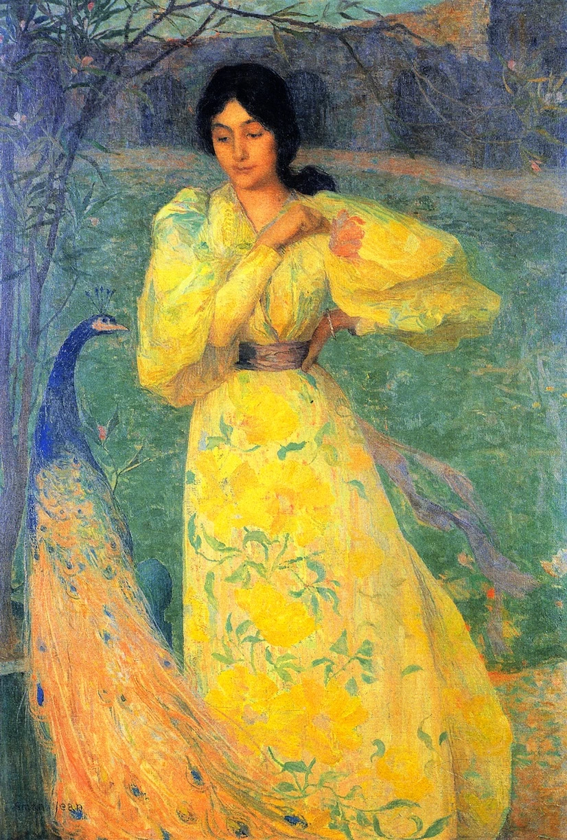 Giovane donna con pavone - Musée des arts décoratifs, Parigi